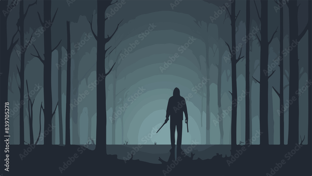 Naklejka premium person in the woods , Vector style design , flat