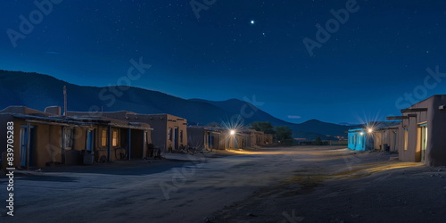 ancient stone, megaliths, dolmens, obelisks, menhirs  At night in Taos Pueblo USA The soft light of the _011 © Евгений Высоцкий
