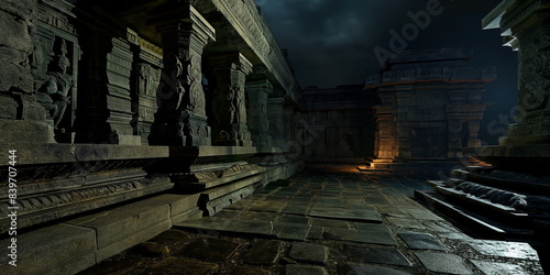 ancient stone, megaliths, dolmens, obelisks, menhirs  At night time at the Sun Temple in Konarak Under t_009 photo