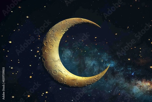 Wallpaper Mural Crescent moon and stars, traditional symbols associated with the Muslim New Year, card, copy space Torontodigital.ca