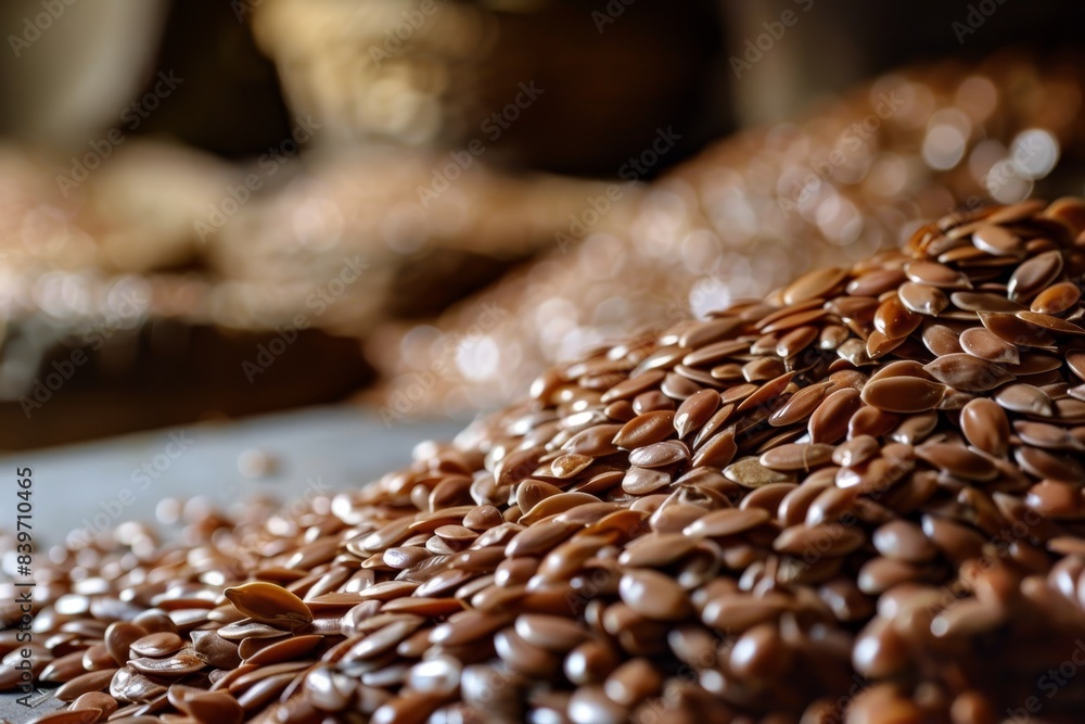 Obraz premium Close up of flax seeds