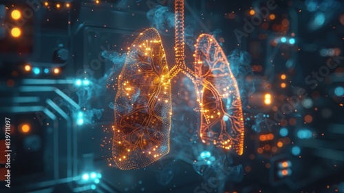Futuristic medical research or lungs health care photo