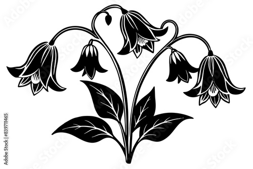 Black silhouette of flowers ornament vector photo