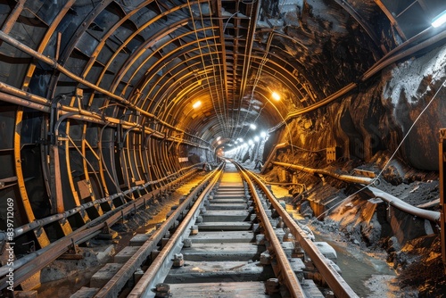 Conveyor transports ore from tunnel underground to surface