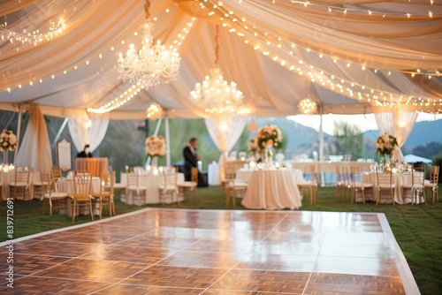 Covered dance floor for outdoor wedding