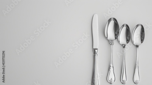 Fork spoon and knifeon white background.