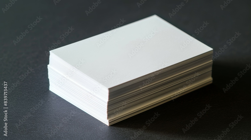 A stack of white business cards on a black surface A stack of white business cards on a black surface