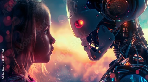 A girl and a robot are standing next to each other © top images
