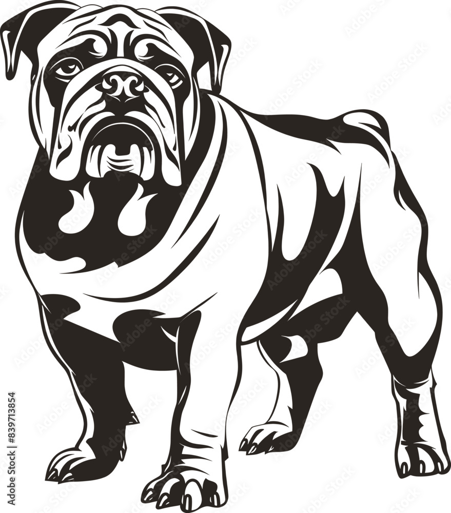 Bulldog silhouette, line art, solid color Bulldog silhouette, line art, solid color