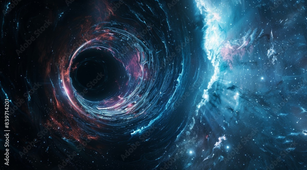 A deep blue void with a red and orange swirl in the middle A deep blue void with a red and orange swirl in the middle