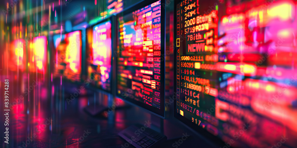 The Digital Dawn Chorus: A row of blinking computer monitors, displaying news headlines in vivid colors. The Digital Dawn Chorus: A row of blinking computer monitors, displaying news headlines in vivid colors.