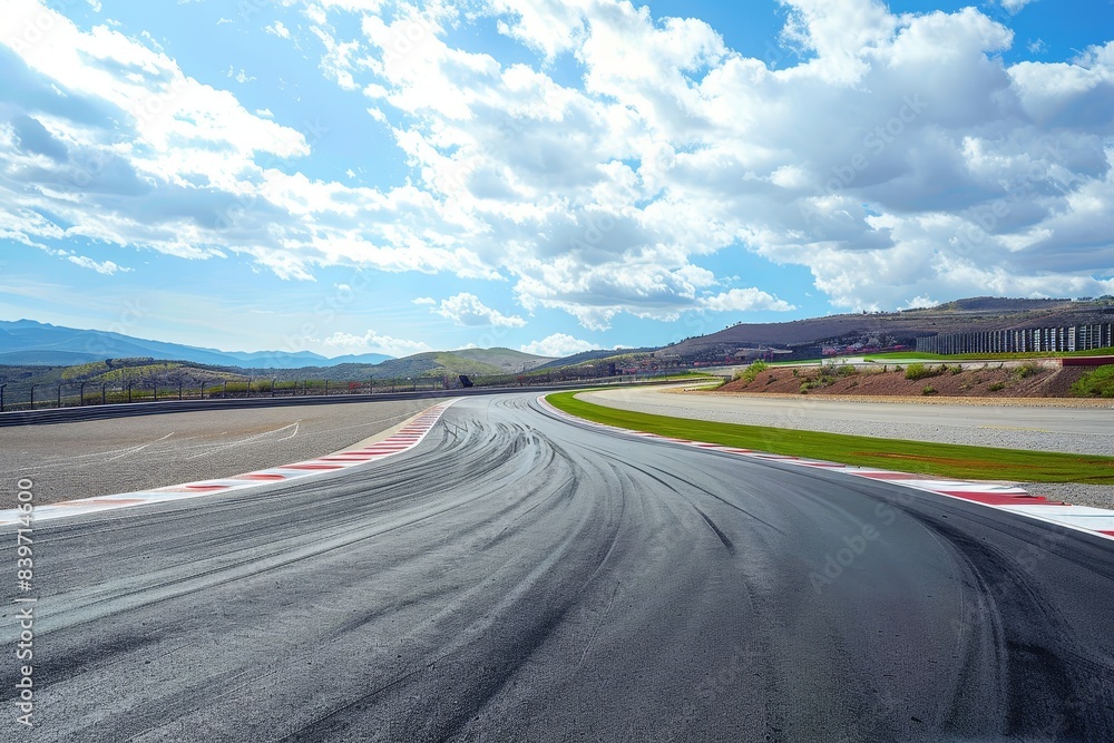 Desolate racetrack and scenic nature view