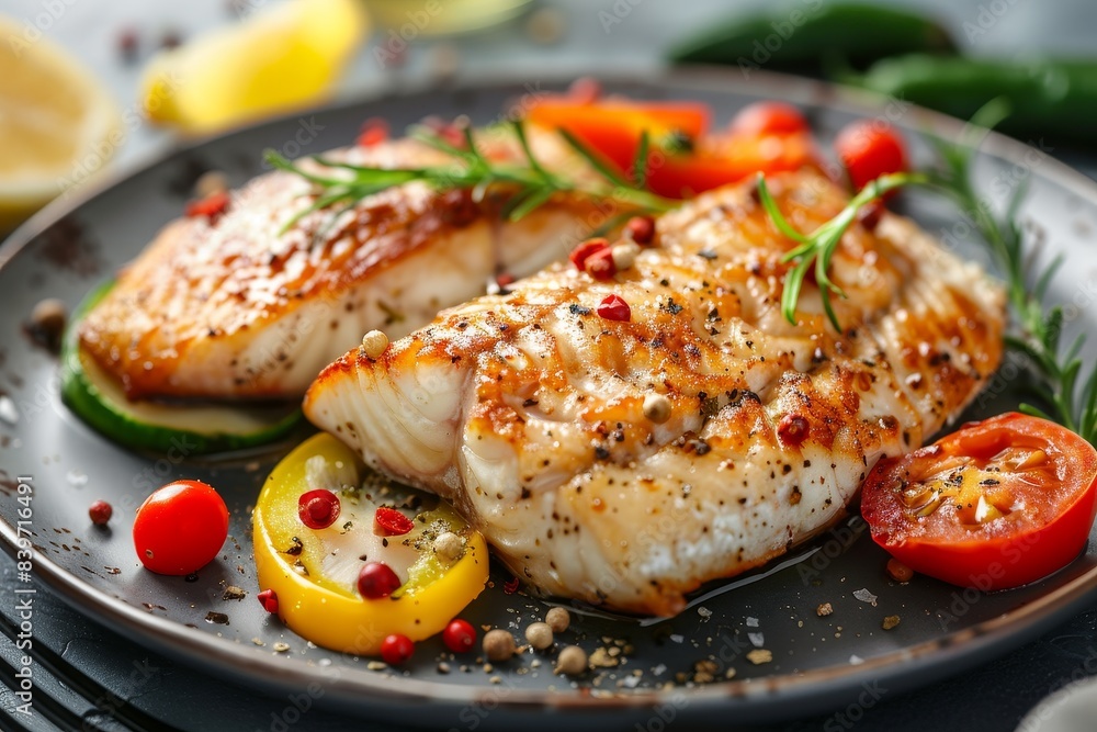 fish and vegetables on a dish fish and vegetables on a dish