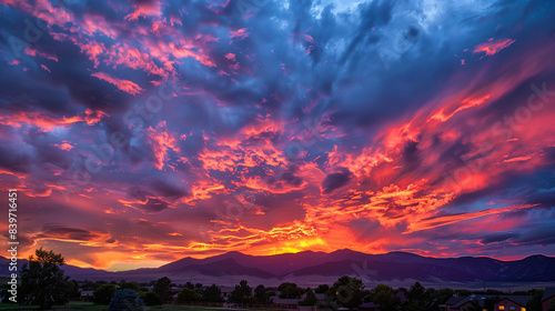 fire sunset in the sky orange clouds © Isa