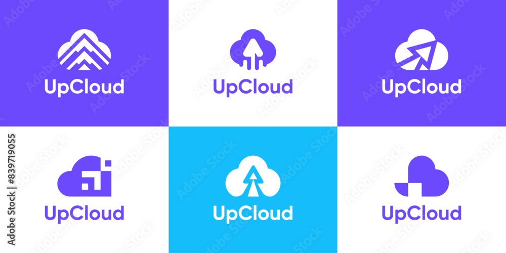 Cloud logo design collection. Upload or arrow symbol logo icon vector. Cloud logo design collection. Upload or arrow symbol logo icon vector.