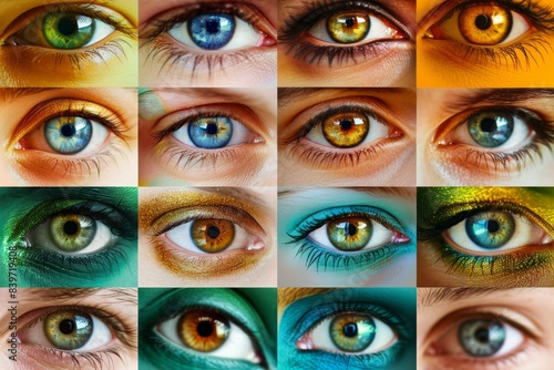 Collage of numerous gazing eyes forming an intricate and captivating mosaic of diverse gazes