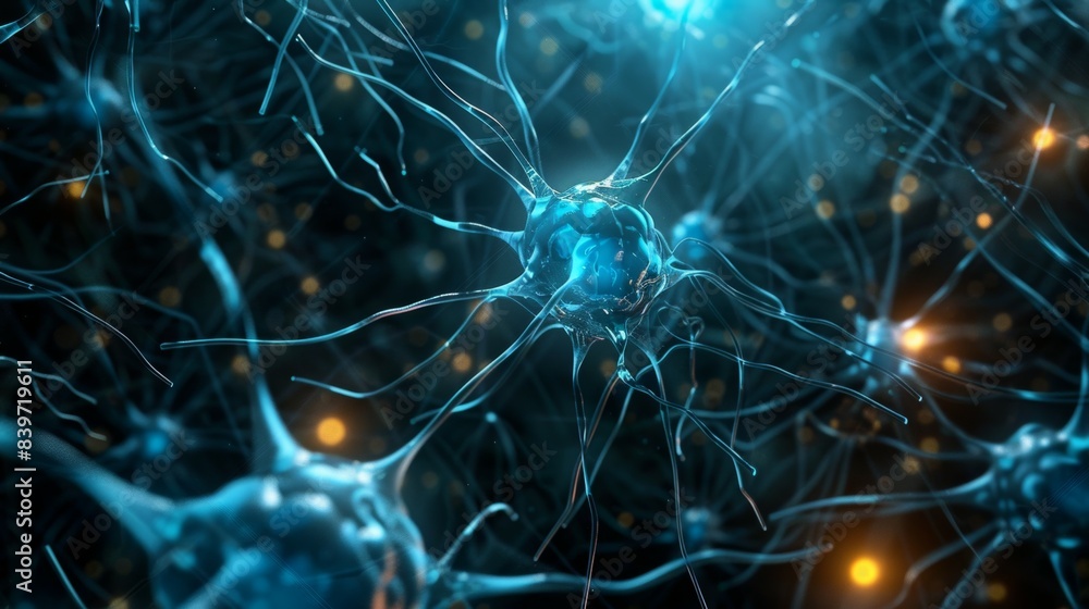 A close up of a brain with many neurons A close up of a brain with many neurons