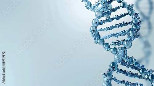 A cyan DNA genome poster with copy space. 