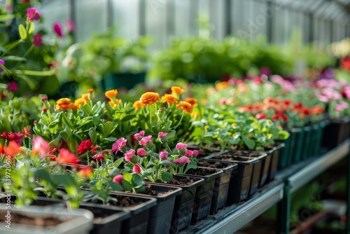 Glass greenhouses for growing plants and flowers © VolumeThings