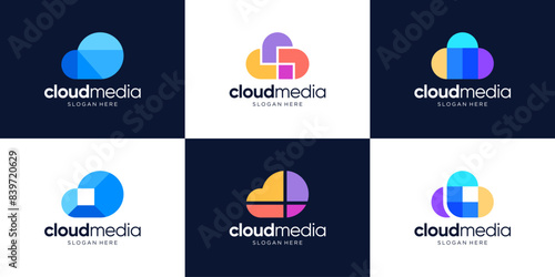Colorful cloud abstract logo design collection.