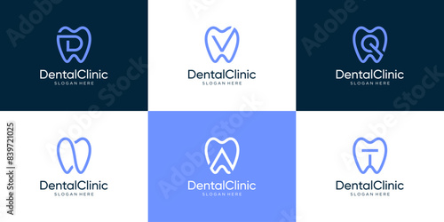 Set of dental clinic logo design inspiration.