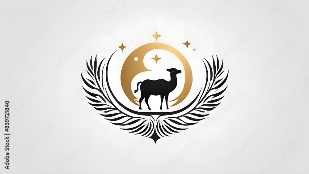 Eid al-Adha logo icon on white background, islamic, sheep Generative AI Eid al-Adha logo icon on white background, islamic, sheep Generative AI