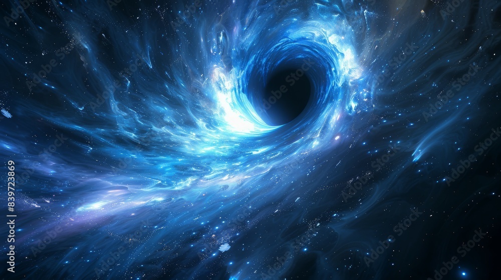 Fototapeta premium A blue and white space with a large hole in the middle