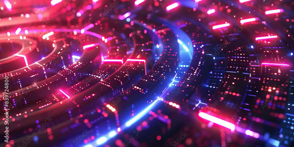 Fototapeta premium A labyrinth of flashing lights and pulsing signals, entangling minds and altering realities