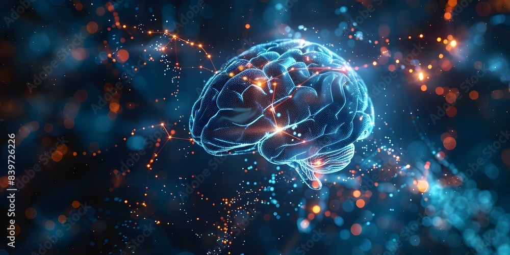 Using Neural Networks to Visualize Brain Activity. Concept Neuroscience, Artificial Intelligence, Brain Imaging, Neural Networks, Visualization Using Neural Networks to Visualize Brain Activity. Concept Neuroscience, Artificial Intelligence, Brain Imaging, Neural Networks, Visualization