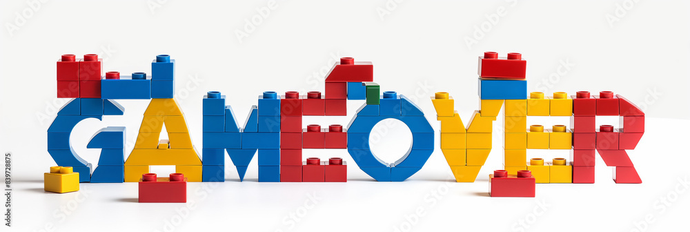 Make a colorful Game Over sign with blocks for creative play, fun for kids and hobbyists Make a colorful Game Over sign with blocks for creative play, fun for kids and hobbyists