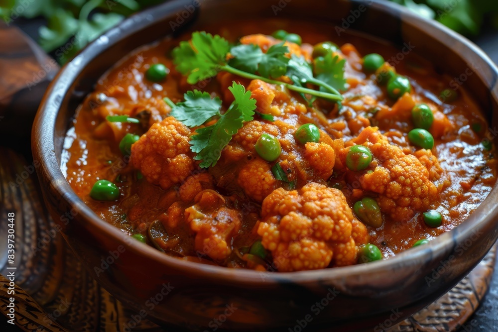 Indian food options for lunch and dinner include gobi masala with green peas and cauliflower mutter curry Indian food options for lunch and dinner include gobi masala with green peas and cauliflower mutter curry