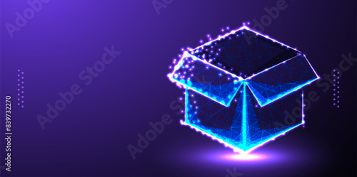 open box package low poly wireframe mesh