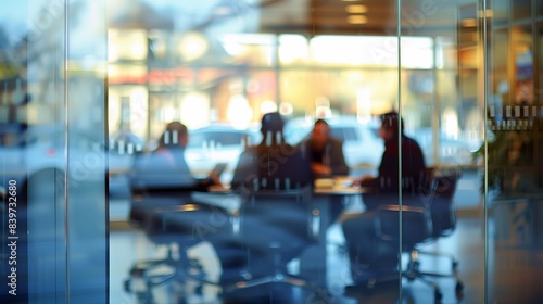 Wallpaper Mural Business office with blurred people in the meeting room. Generative ai
 Torontodigital.ca