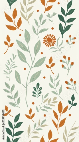 Minimalist flowers pattern inspired elegant floral elements with clean lines and subtle details, generated with AI