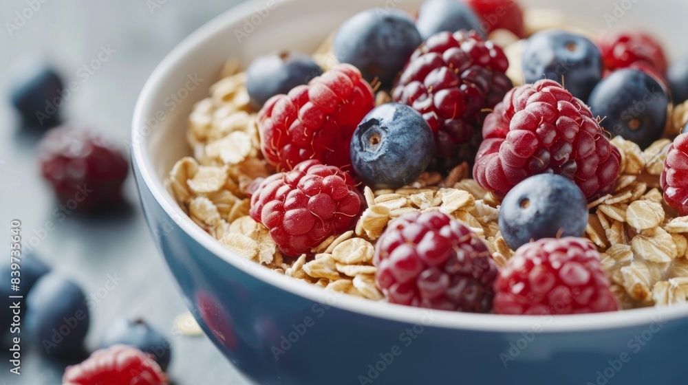 A bowl of oatmeal with berries illustrating the power of whole grains and antioxidants in promoting brain health A bowl of oatmeal with berries illustrating the power of whole grains and antioxidants in promoting brain health