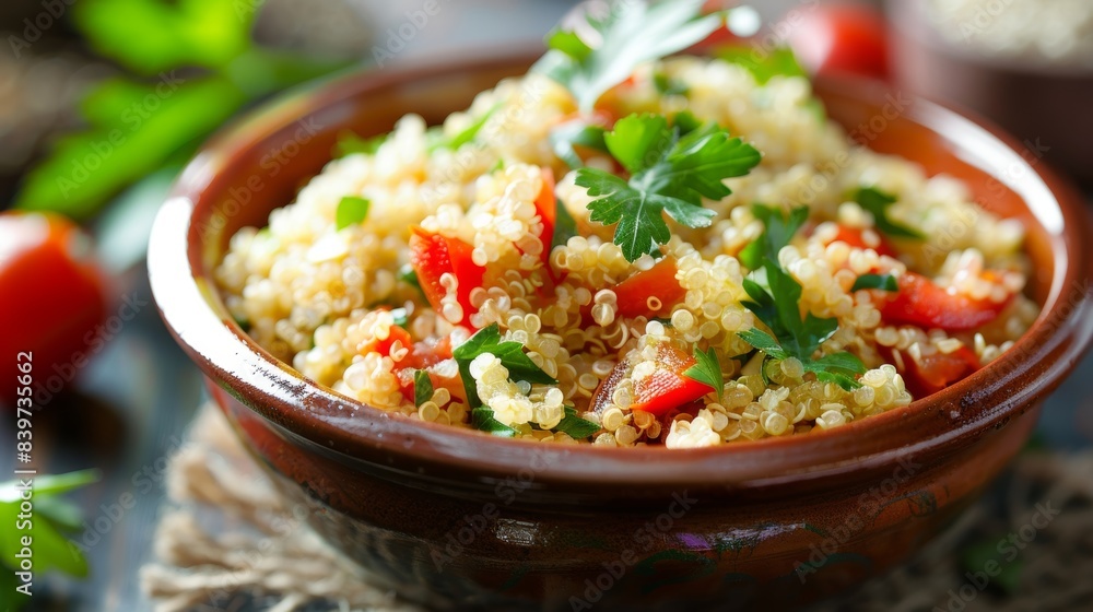 A bowl of quinoa highlighting the importance of incorporating whole grains and complex carbohydrates in a brainhealthy diet A bowl of quinoa highlighting the importance of incorporating whole grains and complex carbohydrates in a brainhealthy diet