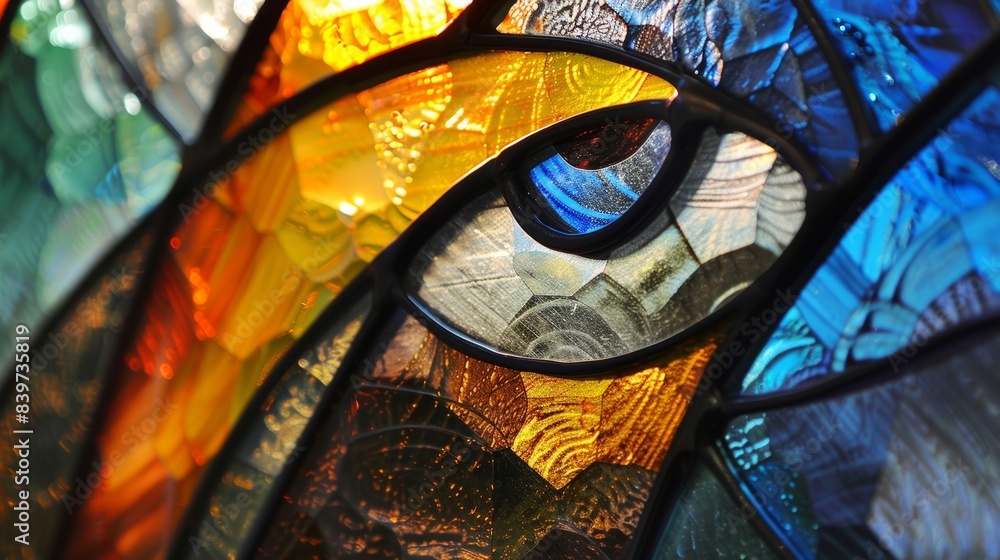 A stained glass piece symbolizing the beauty and fragility of memory A stained glass piece symbolizing the beauty and fragility of memory