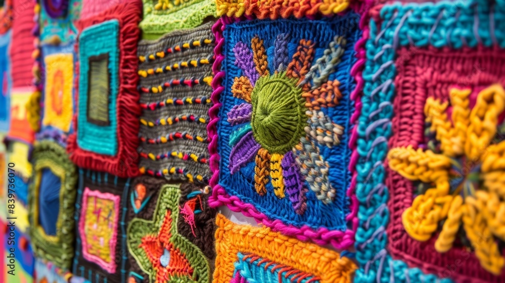 A display of intricate tapestries handcrafted by individuals living with various forms of dementia A display of intricate tapestries handcrafted by individuals living with various forms of dementia