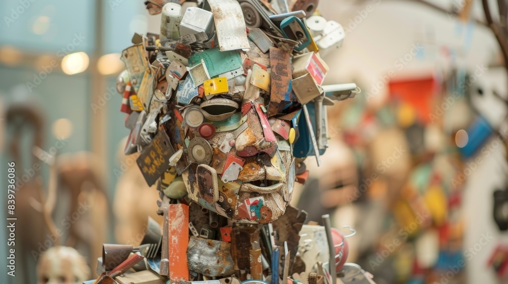 A sculpture made entirely of found objects creatively assembled by a group of dementia patients