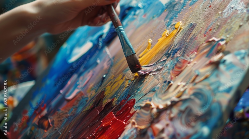 A person using art therapy as a form of personalized therapy creating a painting to express their emotions A person using art therapy as a form of personalized therapy creating a painting to express their emotions