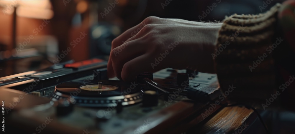 An image of a person pressing play on a recording device eager to listen to a special message or memory from their past An image of a person pressing play on a recording device eager to listen to a special message or memory from their past