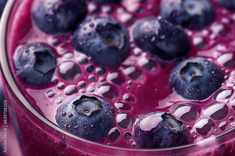Close-Up of Blueberry Smoothie with Fresh Berries Close-Up of Blueberry Smoothie with Fresh Berries