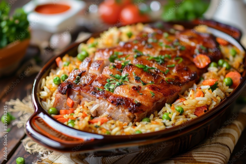 Pork and rice dish
