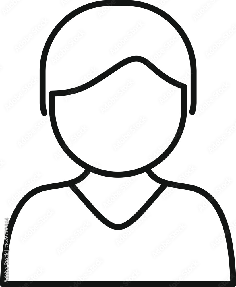 Simple line drawing of a person wearing a collared shirt, perfect for representing a student, employee, or anyone in a professional setting