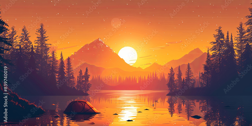 Sunset Over a Lake Sunset Over a Lake