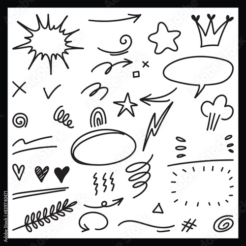 Hand Drawn Doodle Art Vector Illustration for Decoration of artworks, Doodle art, lineart illustration, doodle lines, design elements