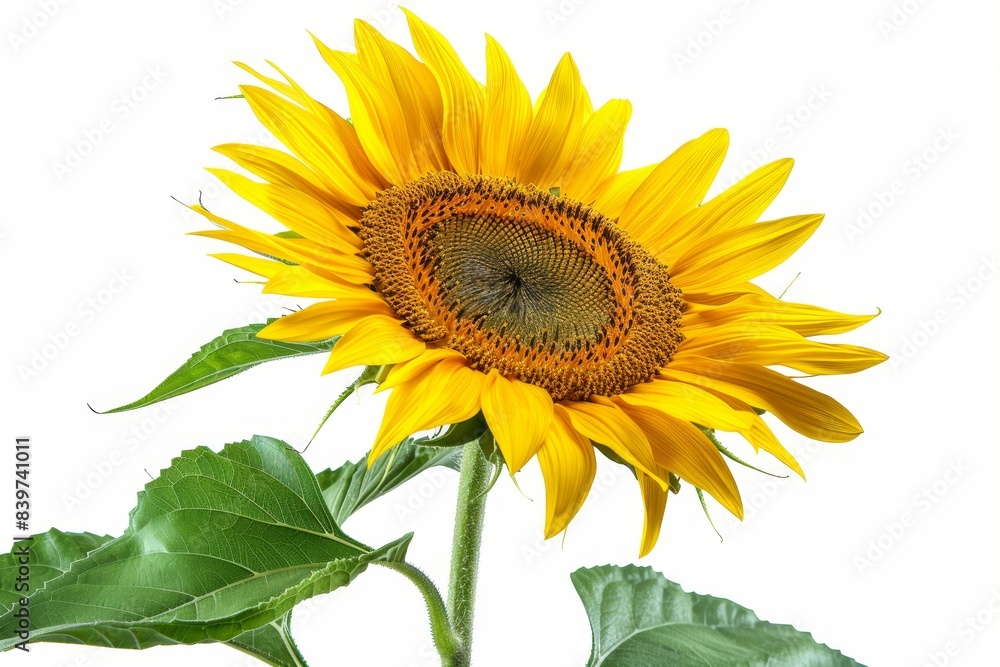 Obraz premium Sunflower against white backdrop