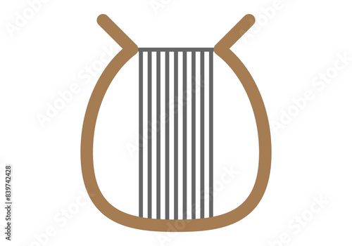 Arpa de madera en fondo blanco.