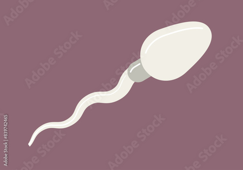 Espermatozoide blanco en fondo rojo.