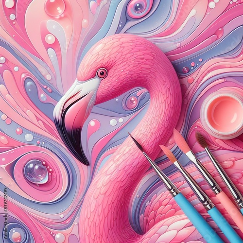 Abstract flamingo color Background With pear color stint paint tool photo